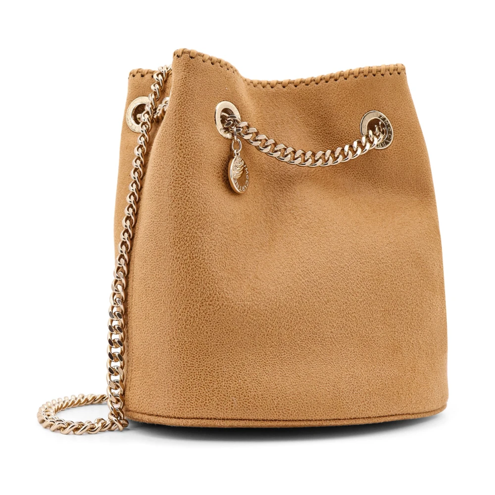 Stella Mccartney Shaggy Deer Bucket Tas met Metalen Band Beige Dames