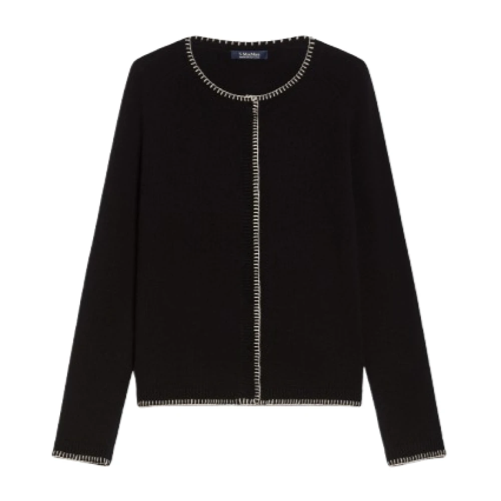 Max Mara Zwart Wol Kasjmier Crewneck Vest Black Dames