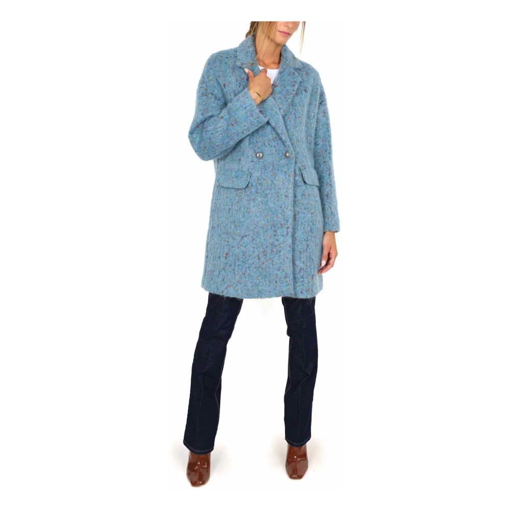 Liu Jo Oversized Blauwe Wollen Jas Blue Dames