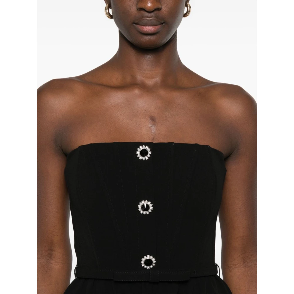 Self Portrait Zwarte Crepe Jumpsuit met Riem Black Dames