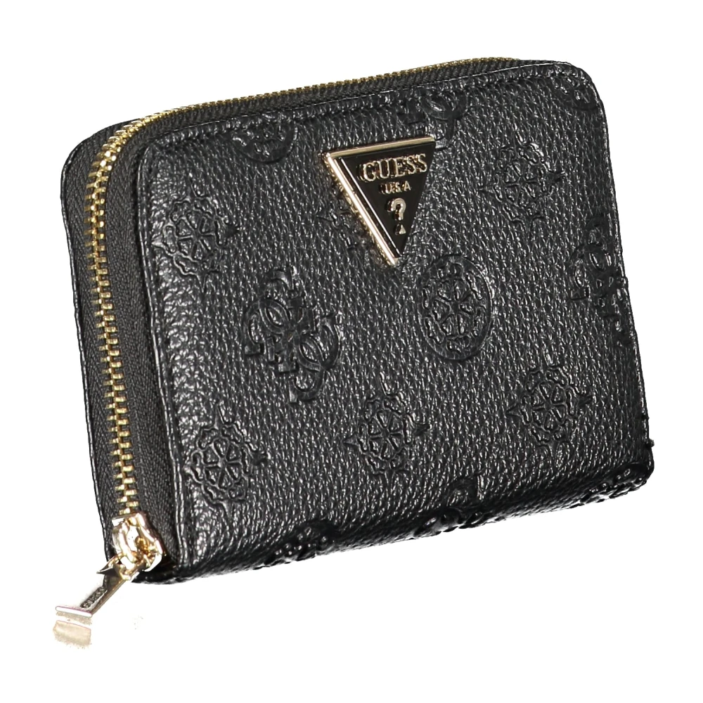 Guess Damesportemonnee Zwart Contrast Rits Sluiting Black Dames