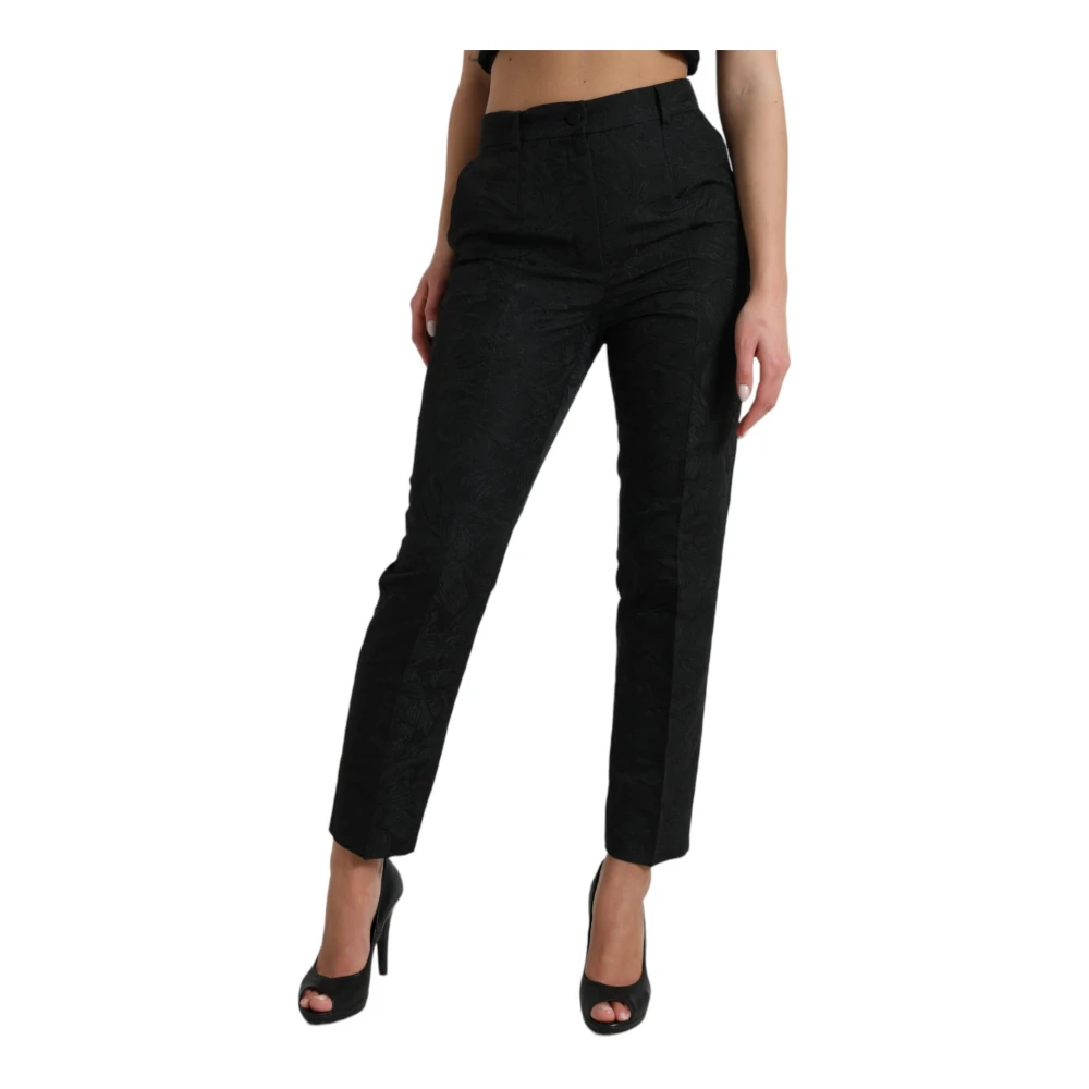 Dolce & Gabbana Zwarte High Waist Tapered Broek Black Dames