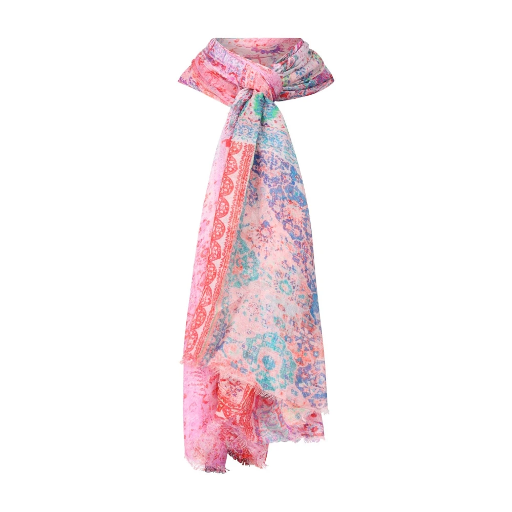 Codello Vintage Zijden Sjaal met Franjes Multicolor Dames