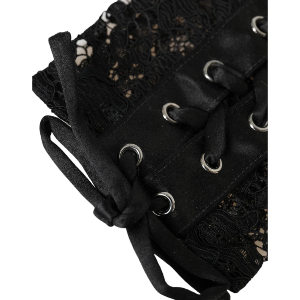 Dolce & Gabbana Zwarte Kant Ellebooglange Handschoenen Black Dames