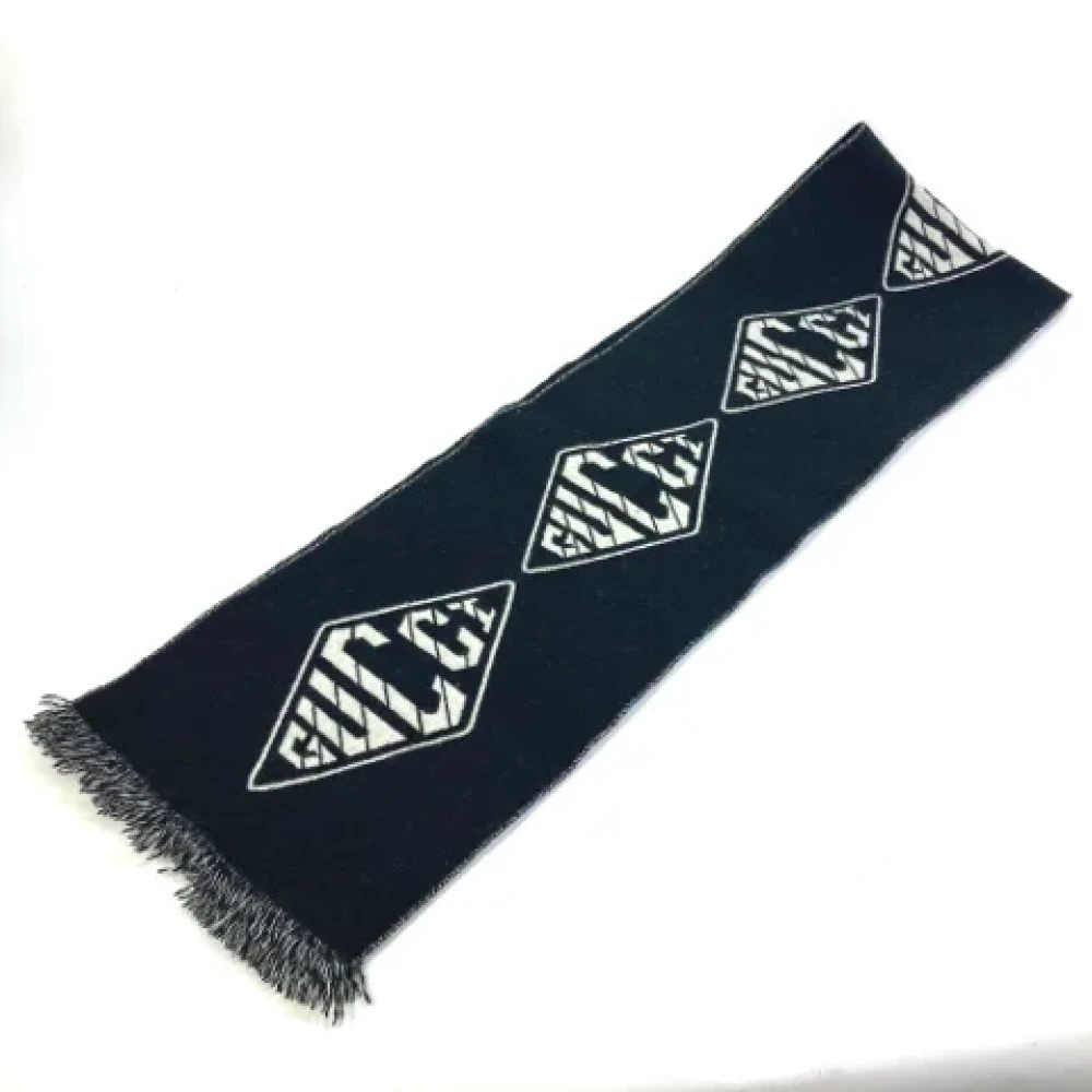 Gucci Vintage Pre-owned Wool scarves Blue Heren