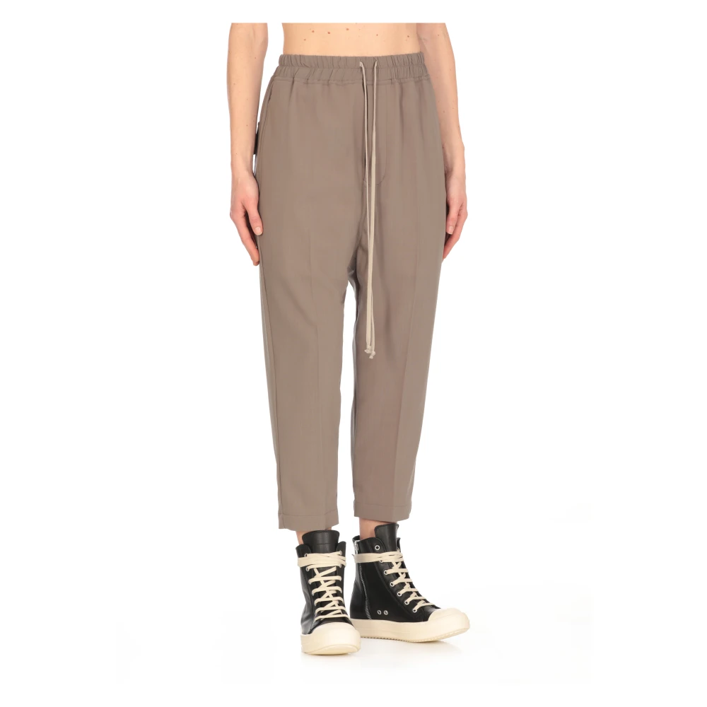 Rick Owens Groene Wollen Broek Elastische Taille Koord Green Dames