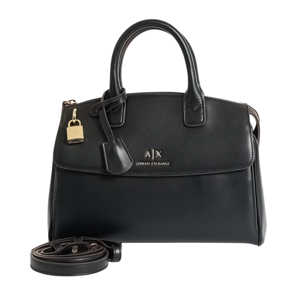 Armani Exchange Damen Schwarz Handtasche Aus Kunstleder