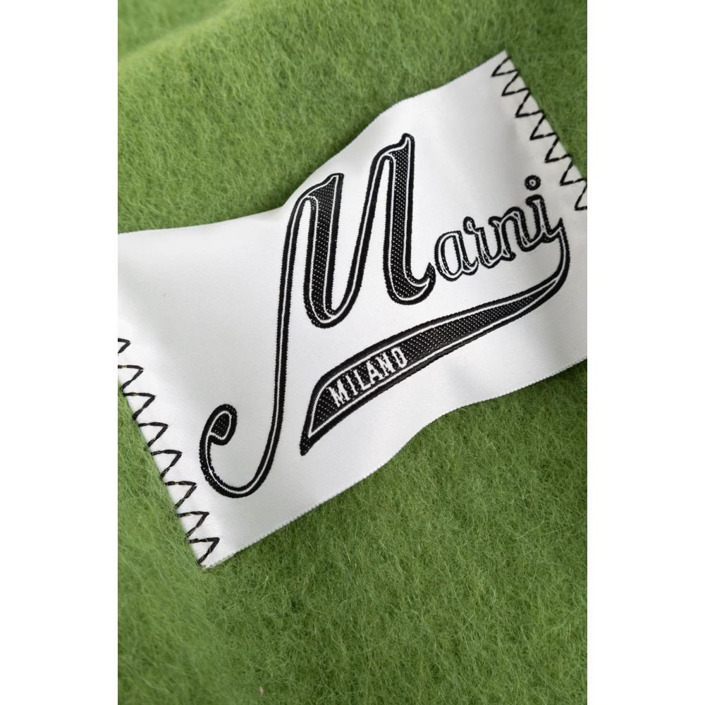 Marni Wollen sjaal met logo Green Heren