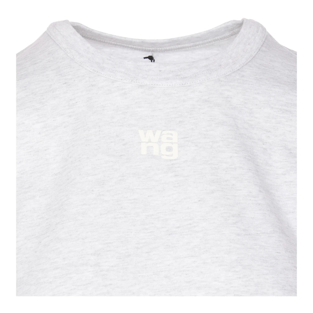 alexander wang Grijze Logo T-shirt Crewneck Crop Model Gray Dames