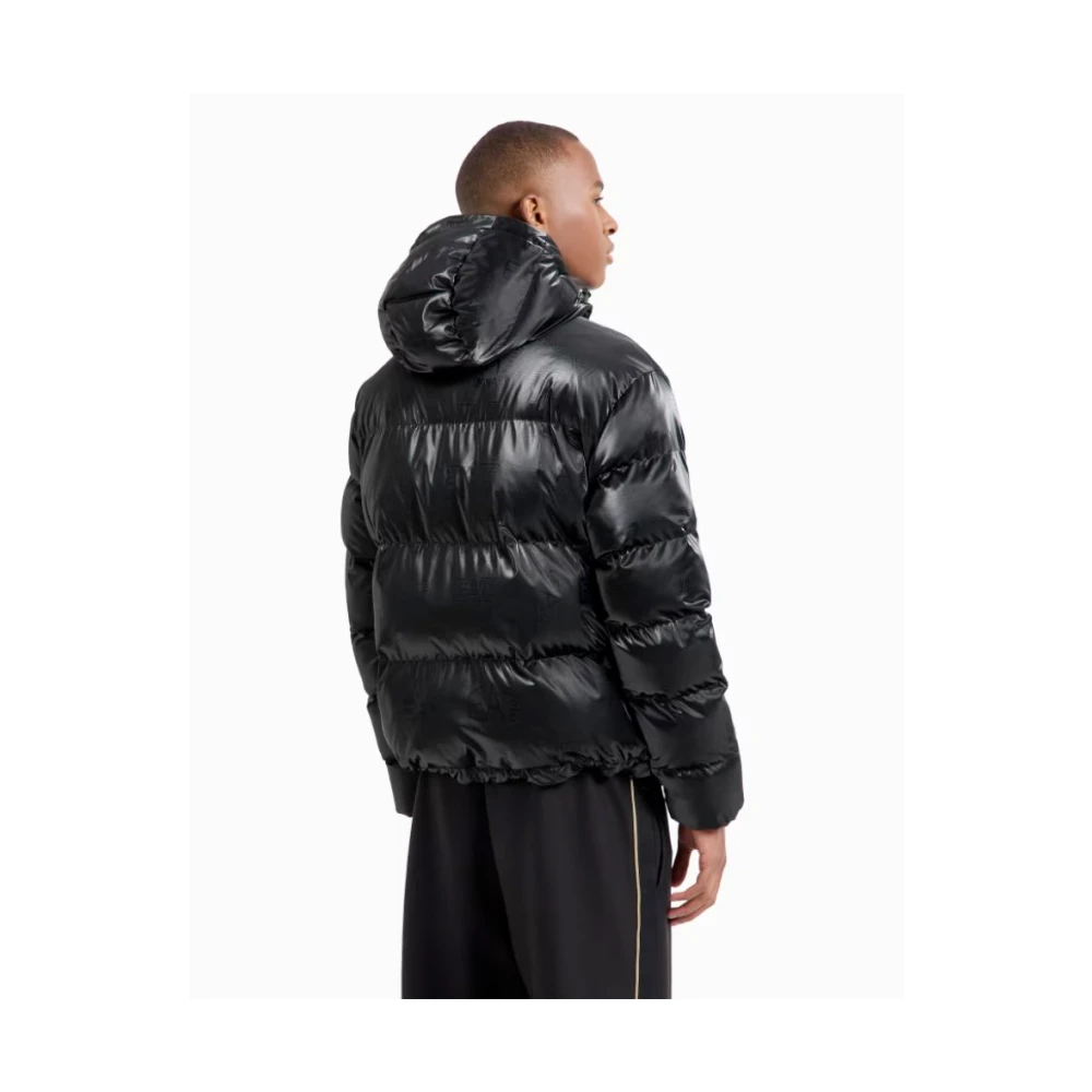 Emporio Armani EA7 Zwarte Jassen met Capuchon en Logoprint Black Heren