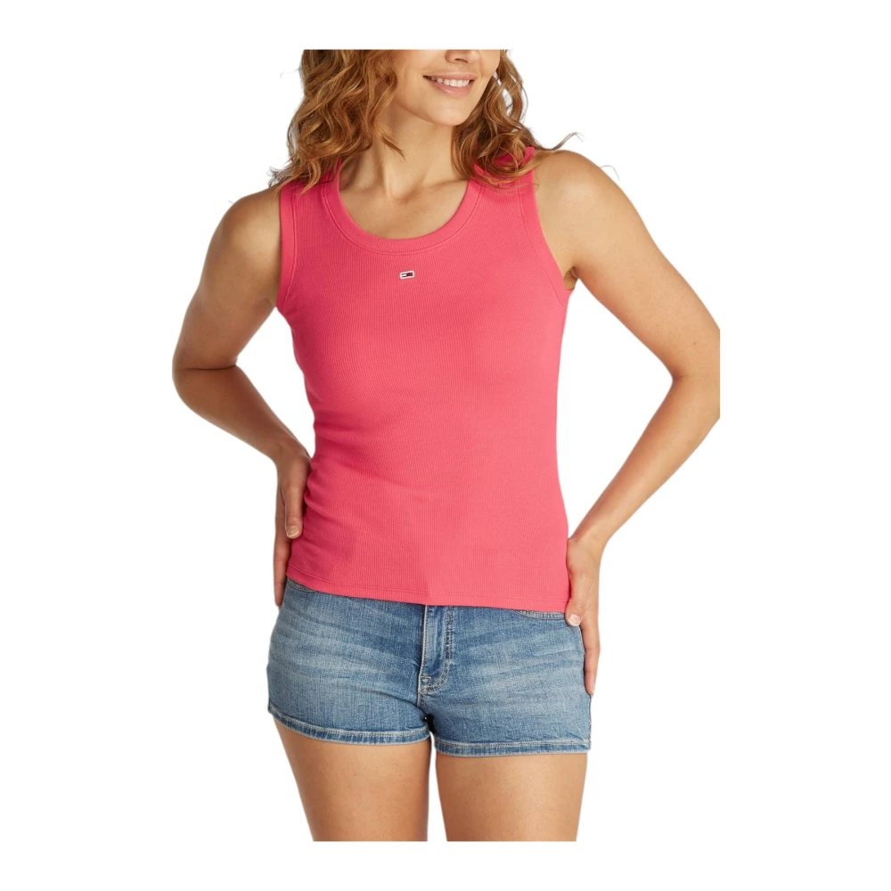 Tommy Jeans Koraal Mouwloze Ronde Hals Top Red Dames