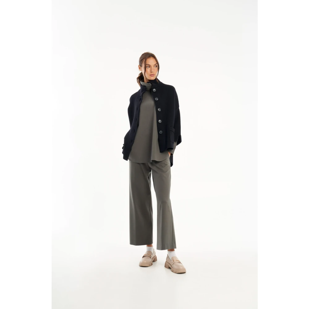 Vicario Cinque Marineblauwe Wol-Alpaca Jas Blue Dames