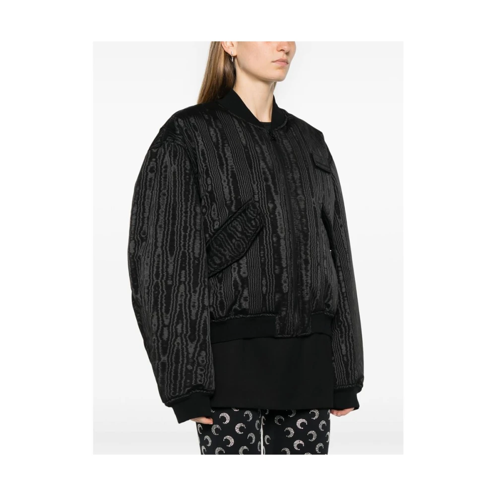Marine Serre Zwart Gewatteerd Moire-effect Buitenkleding Black Heren