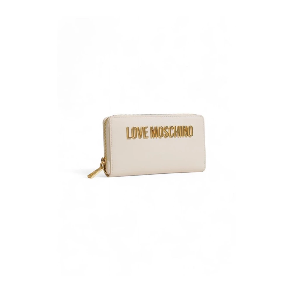 Love Moschino Beige Grote Portemonnee met Meerdere Compartimenten Beige Dames
