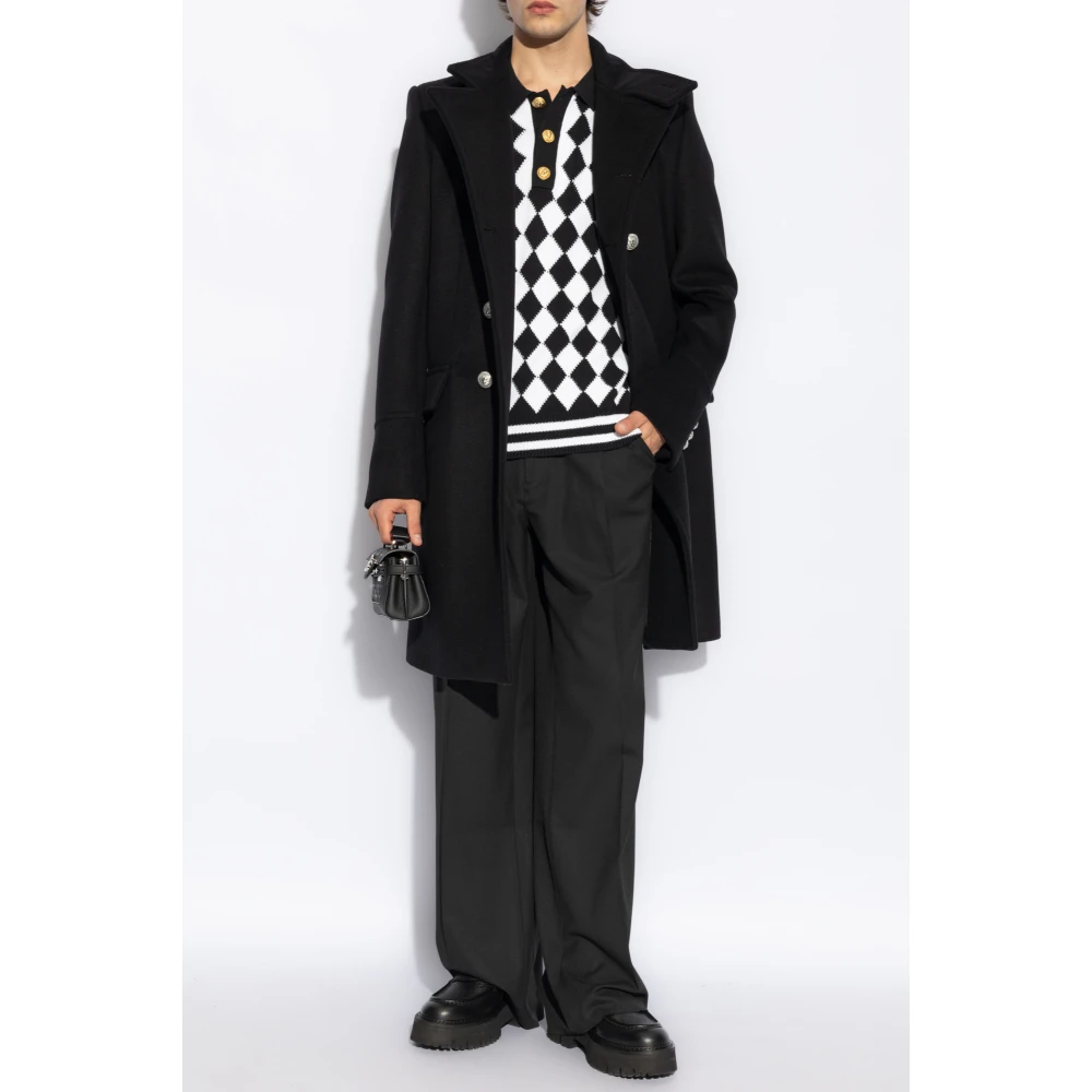 Balmain Wollen jas Black Heren