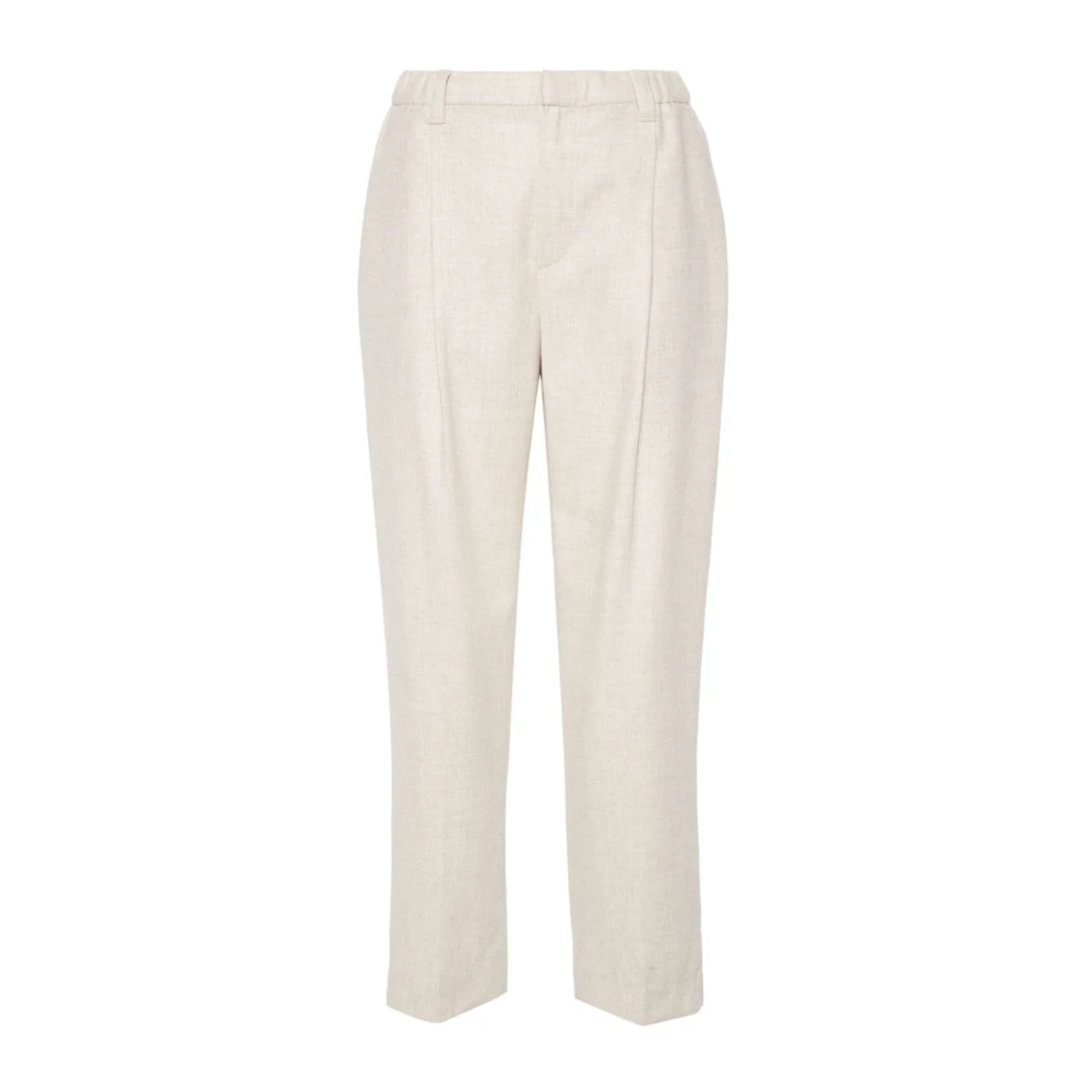 BRUNELLO CUCINELLI Beige Wol-Kasjmier Broek Beige Dames