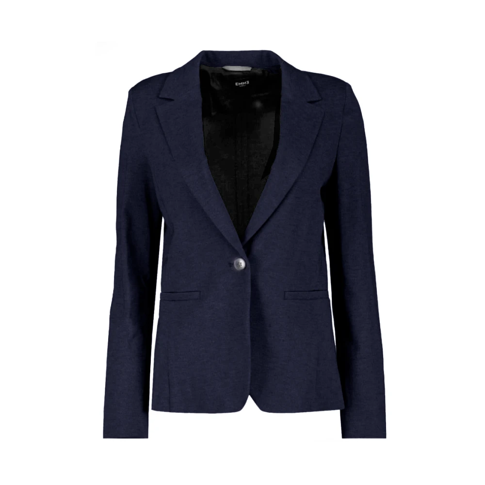 Marella Blauwe Jersey Blazer met Revers Kraag Blue Dames