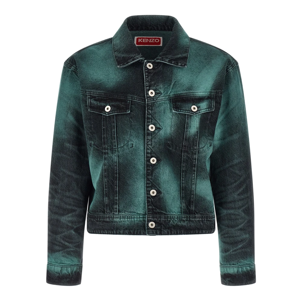 Kenzo Men's Green Denim Jackets, L, Boke Heart Oversized Trucker Jacket