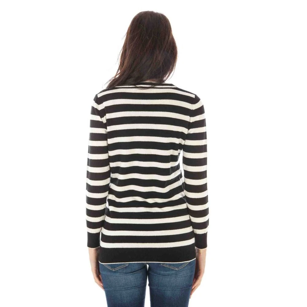 Fred Perry Zwarte Wol V-Hals Logo Trui Multicolor Dames