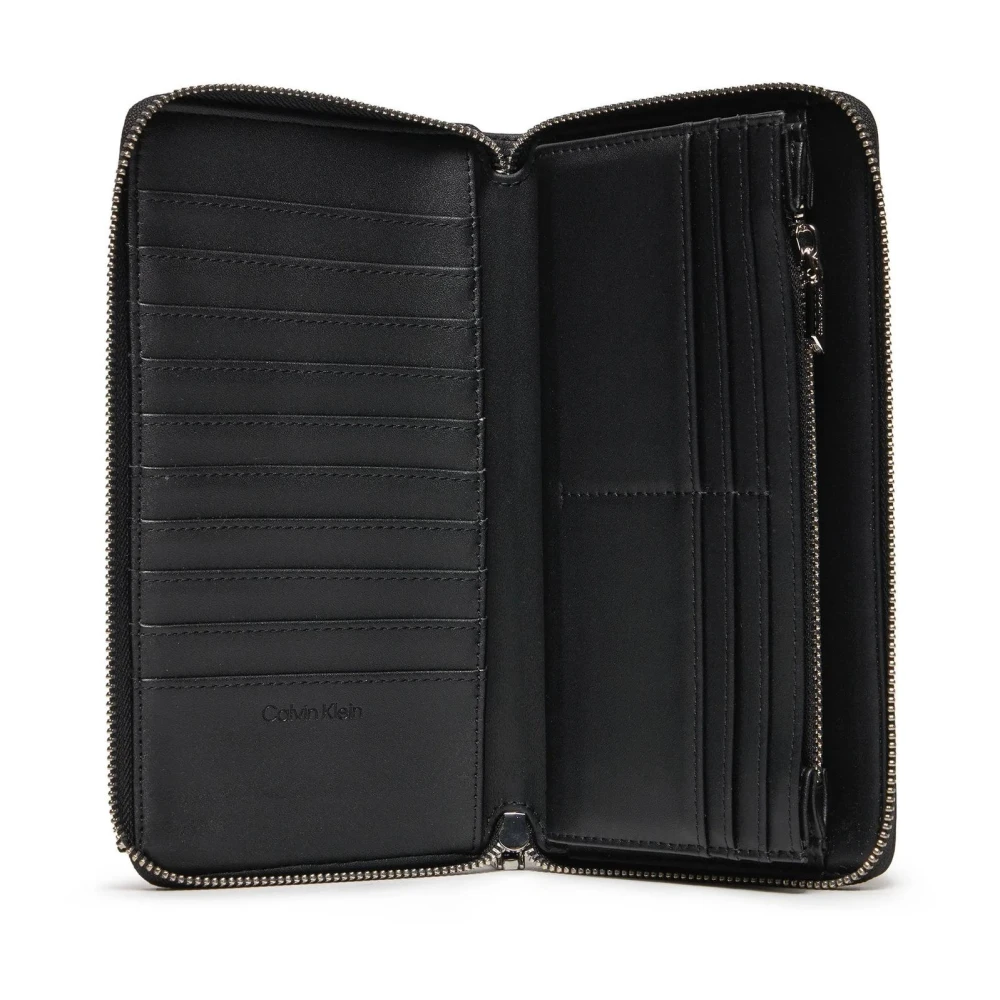 Calvin Klein Zwarte ritsportemonnee van polyester-polyurethaan Black Dames