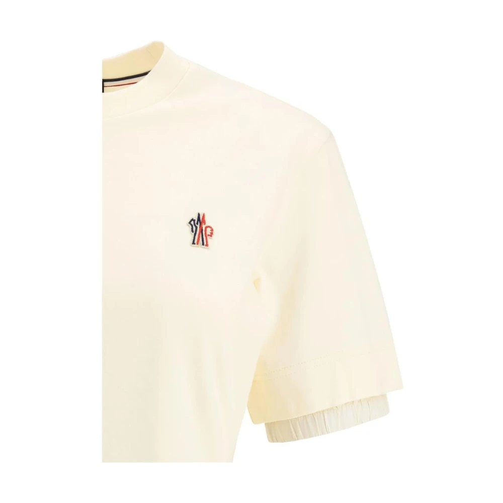 Moncler Logo Patch Casual T-Shirt Beige Dames