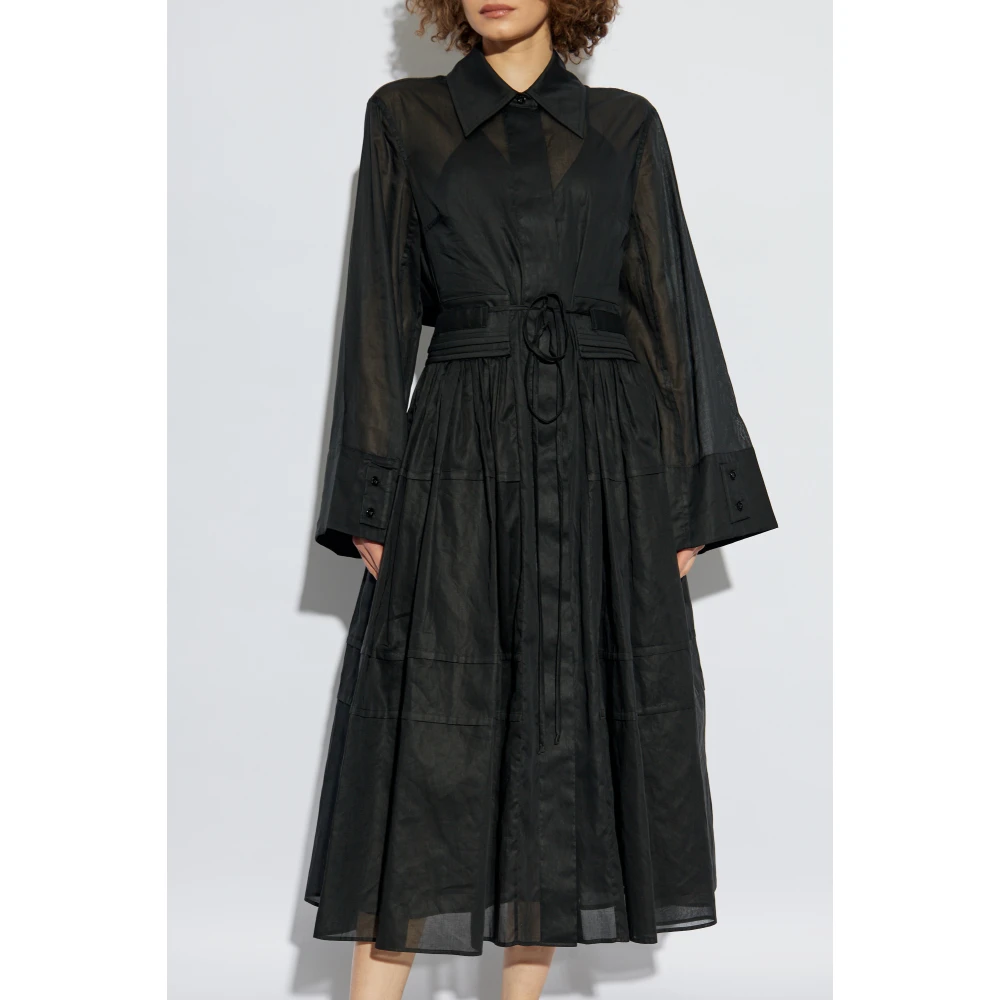 Jil Sander Jurk met plooien in de taille Black Dames