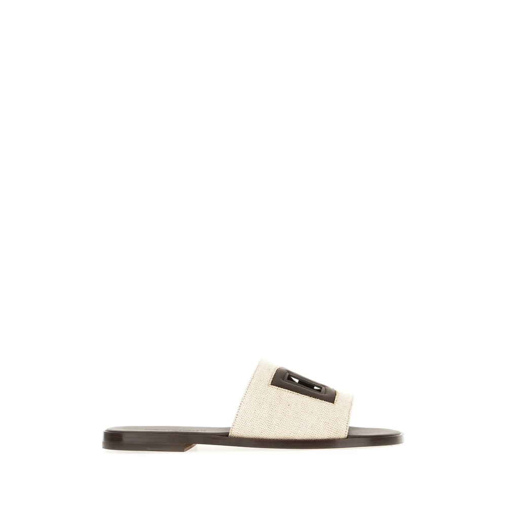 Dolce & Gabbana Men's Beige Logo-Detail Sandals