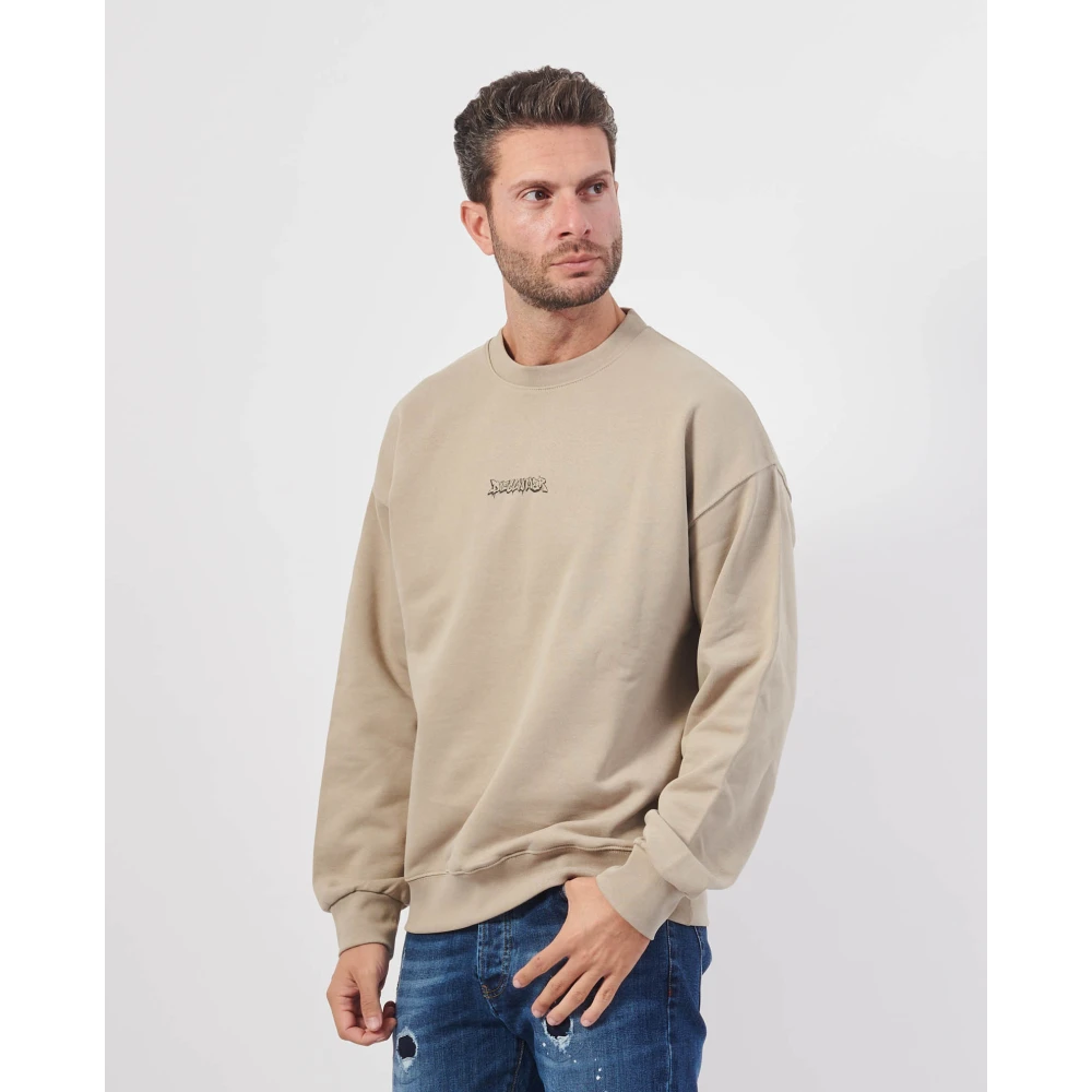 Disclaimer Basis Ronde hals Lange mouwen Sweatshirt Beige Heren
