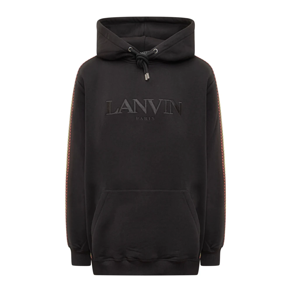 Lanvin Zwarte Logo Hoodie met Strepen Black Heren