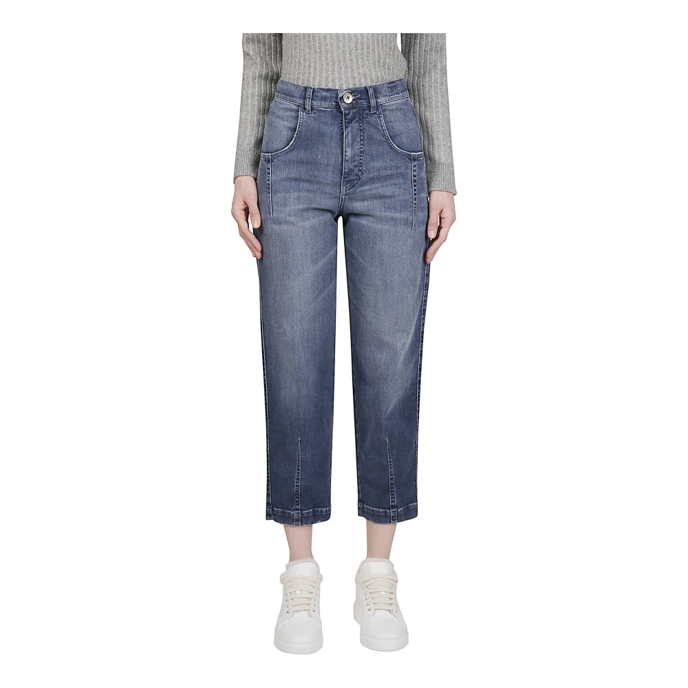 Eleventy Stretch katoenen denim broek Blue Dames