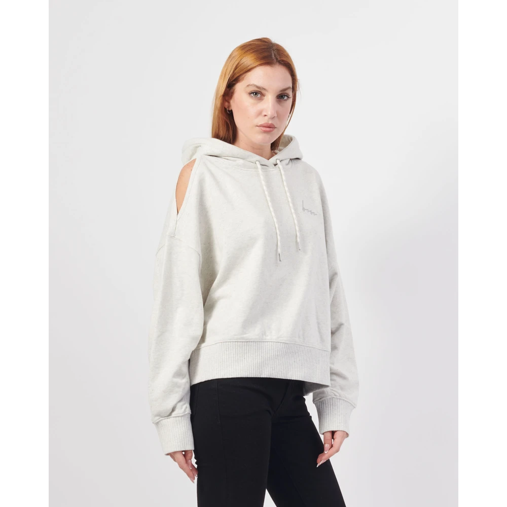 Hugo Boss Witte Sweater met Schoudersplitten White Dames