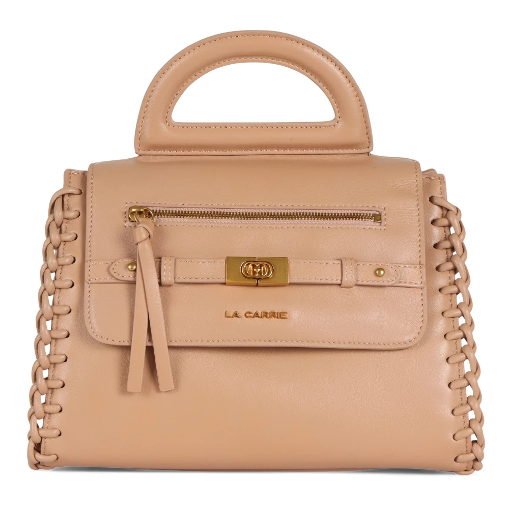 La Carrie Leren handtas met ritssluiting Beige Dames