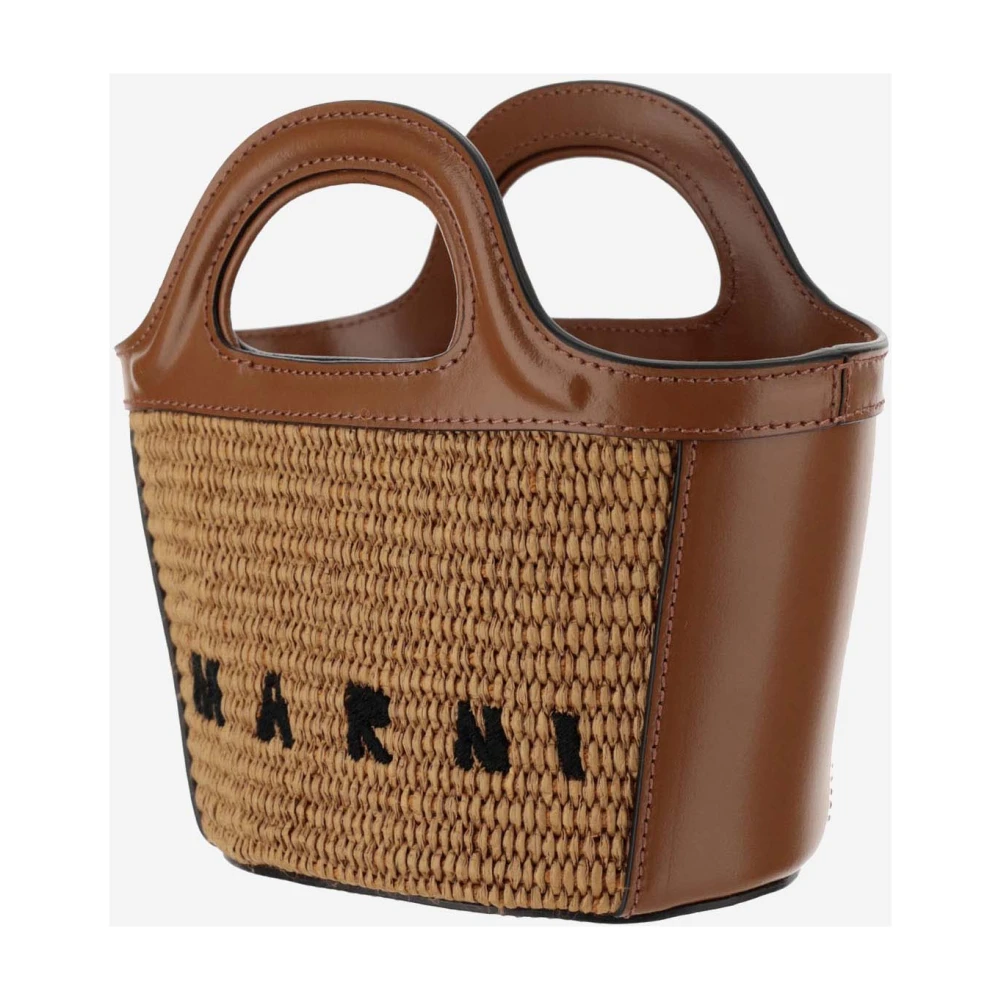 Marni Raffia-effect Micro Tas met Leer Brown Dames