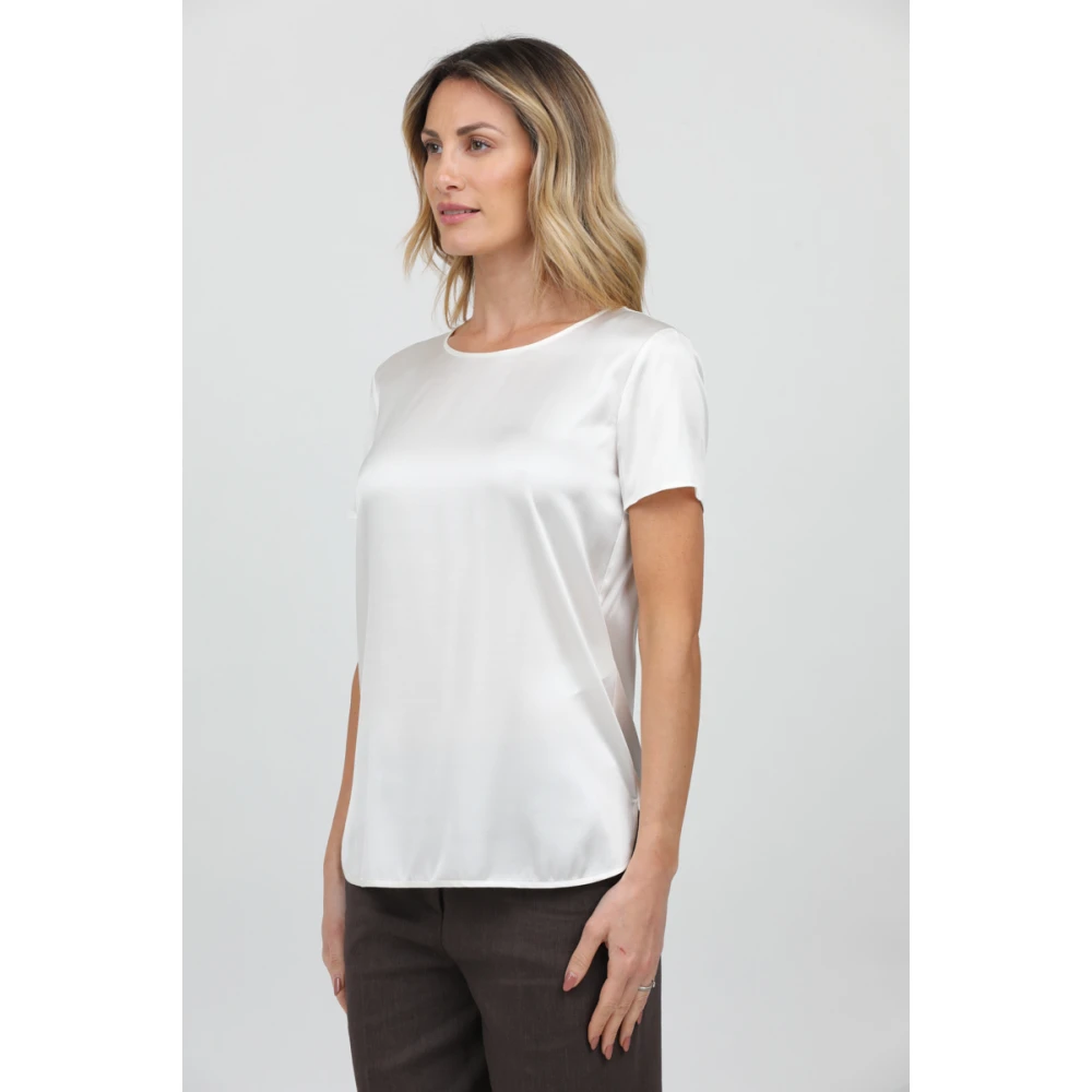 Max Mara Zijden Stretch T-shirt White Dames