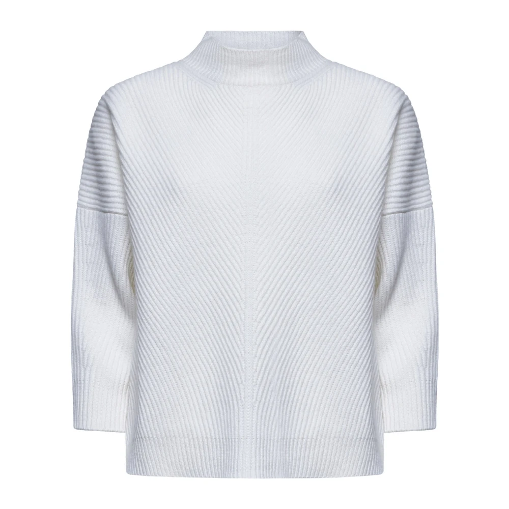 Max Mara Studio Eles Mock Neck Sweater i Vit White, Dam