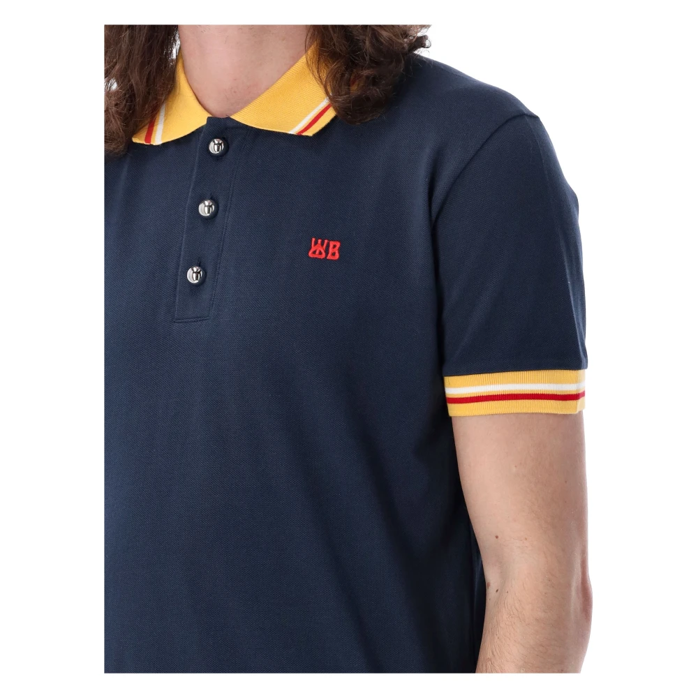 Wales Bonner Navy Jersey Sun Polo Shirt Blue Heren