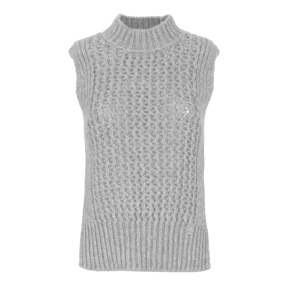 Herno Grijze Alpaca Gilet met Kantpatroon Gray Dames