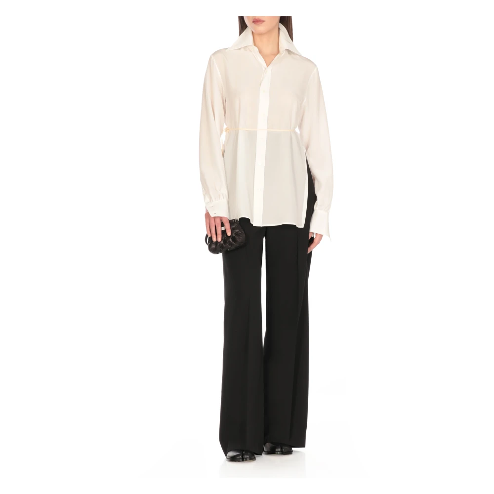 MM6 Maison Margiela Witte zijden overhemd met kraag White Dames