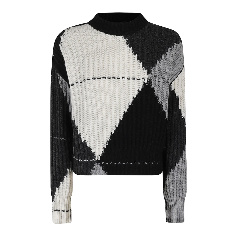 Roberto Collina Trui met diamantpatroon en ronde hals Multicolor Dames