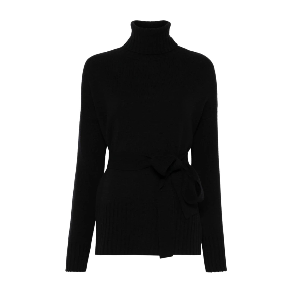 Wild Cashmere Zwarte Wol-Kasjmier Coltrui Sweater Black Dames