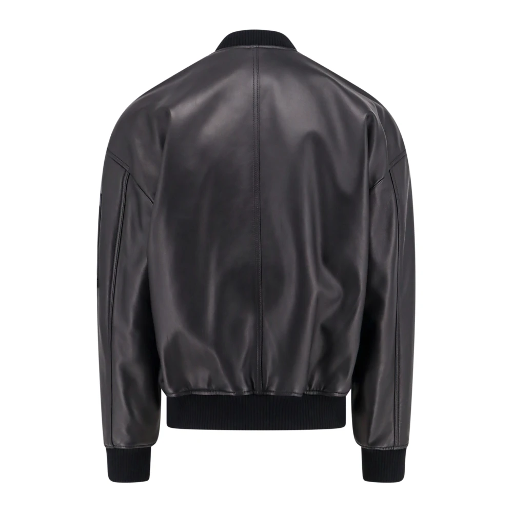 Dsquared2 Zwarte Leren Jas Rits Sluiting Black Heren