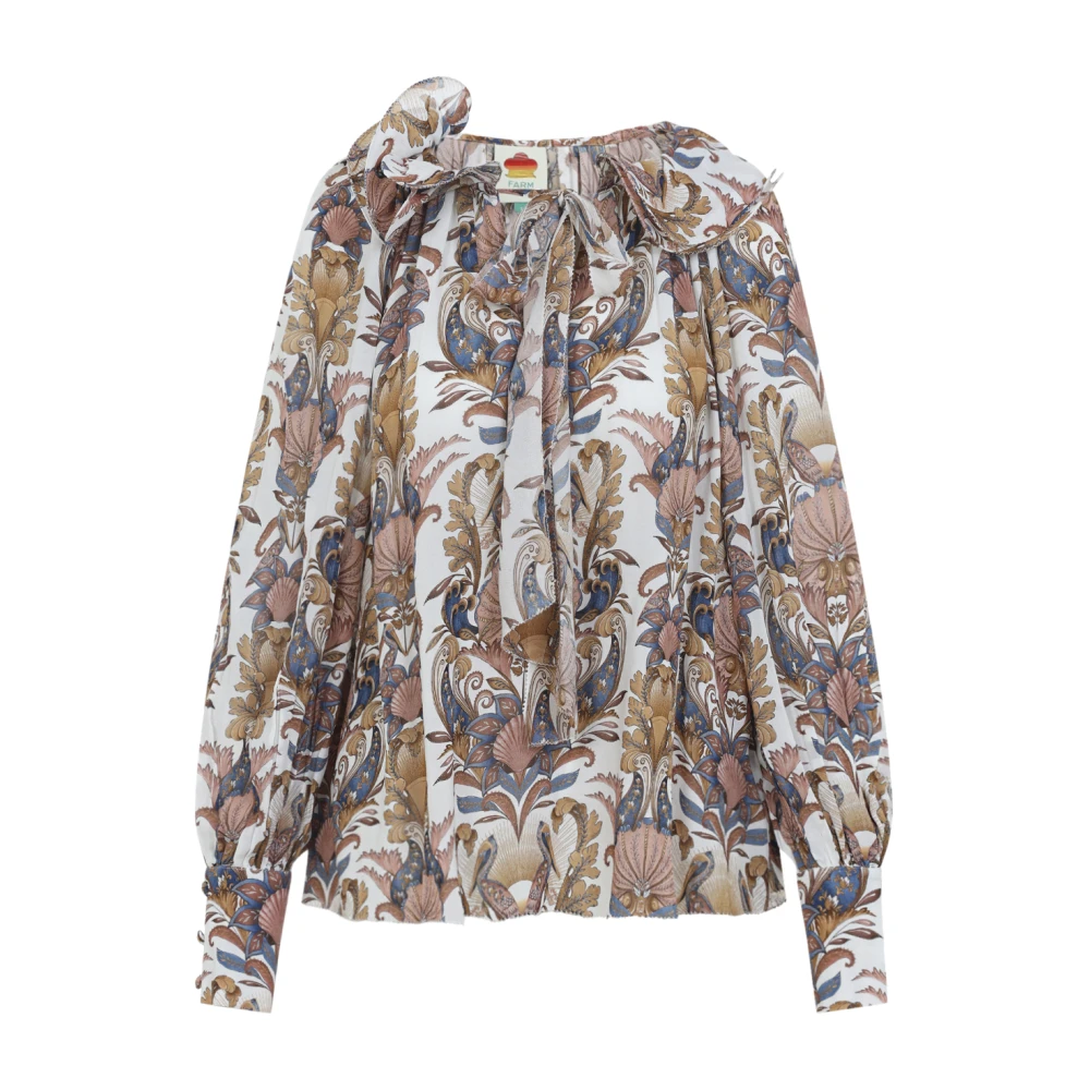 Farm Rio Women's Multicolor Blouses, S, Sea Garden Shirt