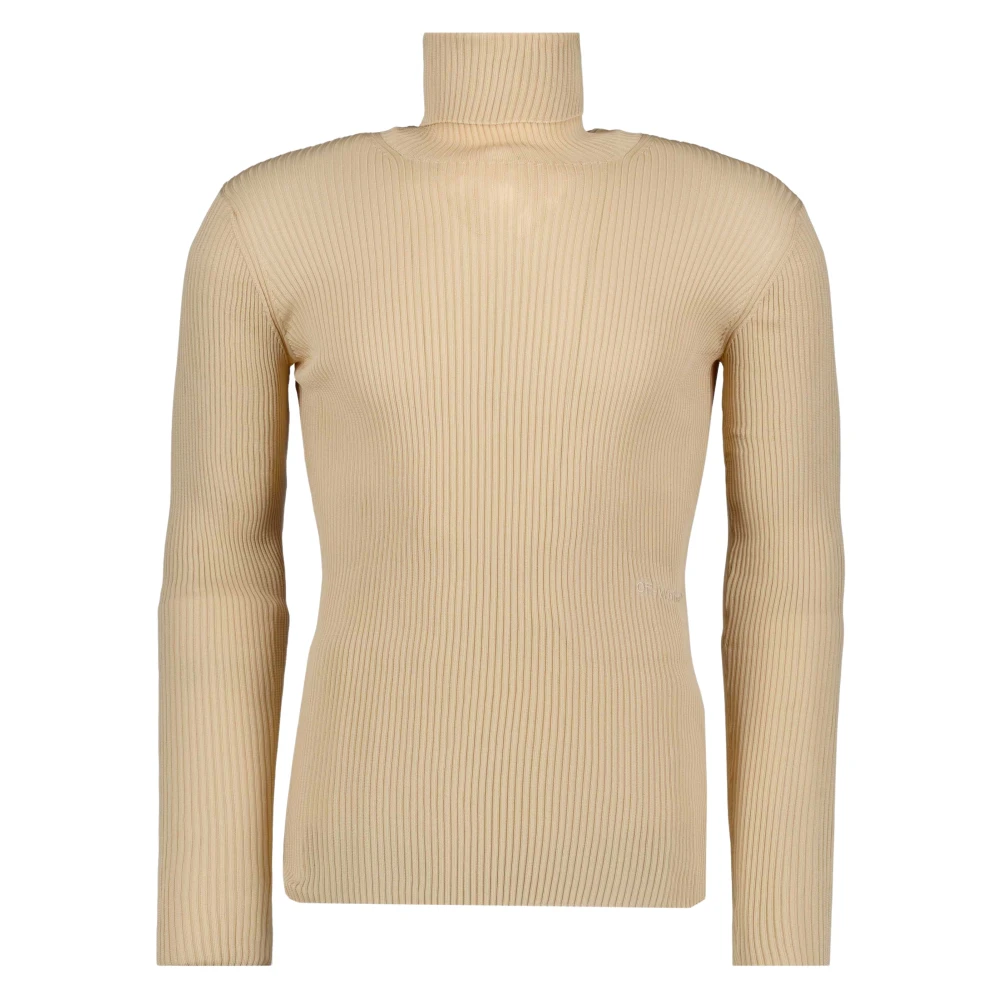 Off White Beige Turtleneck Jumper - Male - Turtlenecks - M - Knitwear