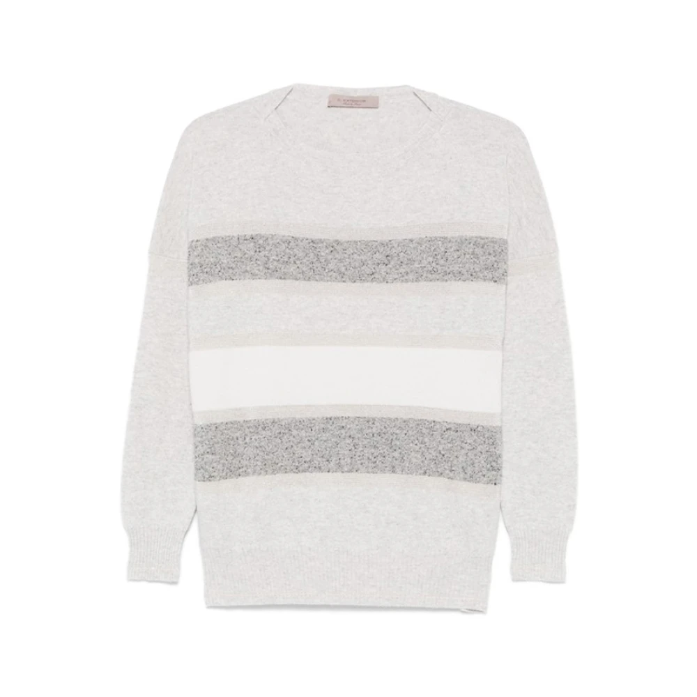 D.Exterior Gemêleerde Gebreide Gestreepte Trui Gray Dames