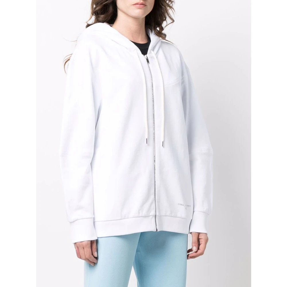 Stella Mccartney Sweatshirt met rits en 3D Metallic Silver White Dames