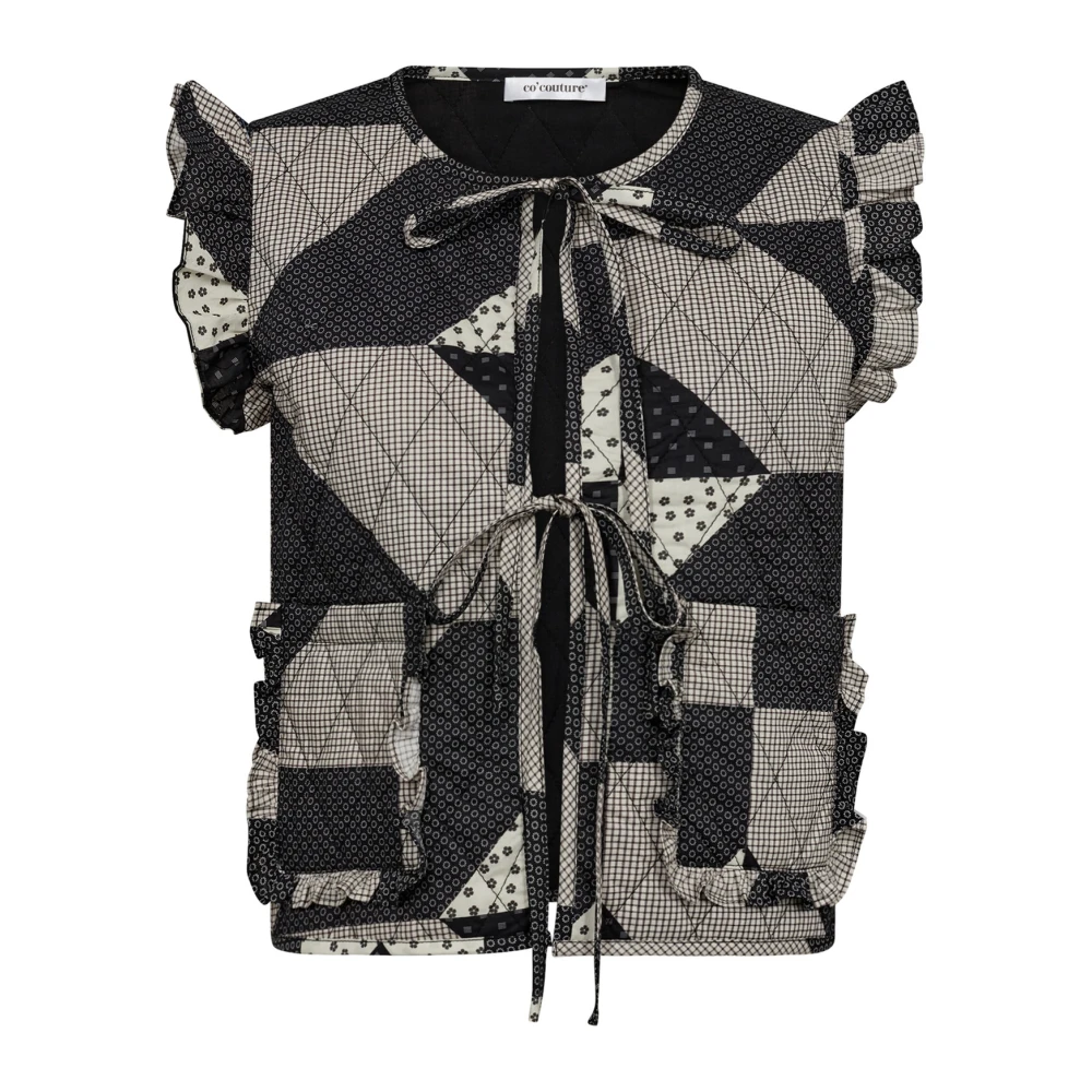 Co'Couture Gewatteerd Vest met Volant Black Dames