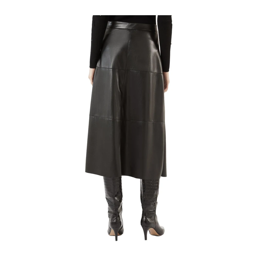 Pennyblack Midi Jersey Rok met Wijd Uitlopende Snit Black Dames