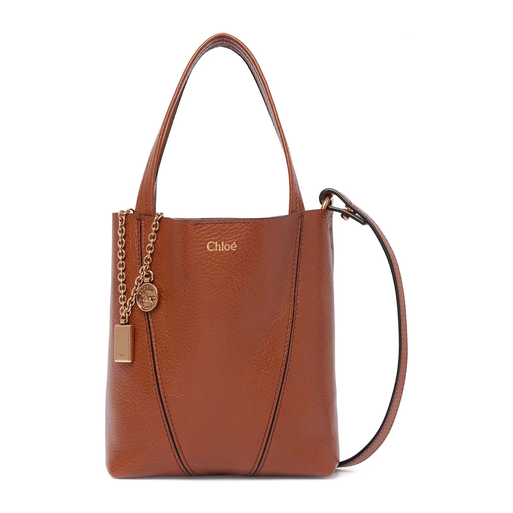 Chloé Brown Handbags, Female, One Size, Small Spin Tote Bag