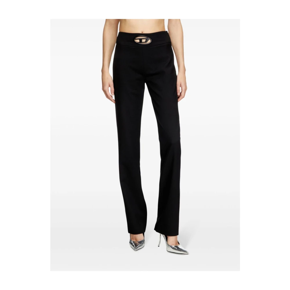 Diesel Zwarte hoge taille broek met ovaal logo Black Dames