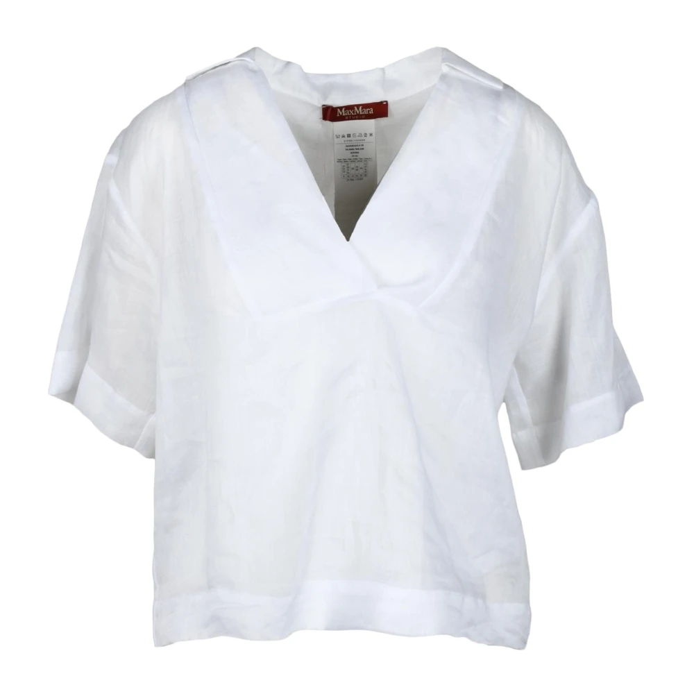 Max Mara Studio Ramie Blouse White Dames